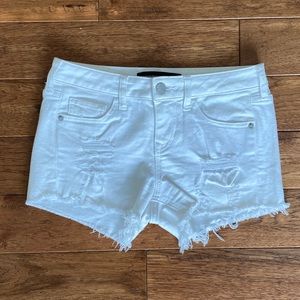 Express White Distressed Cut Off Denim Jean Shorts